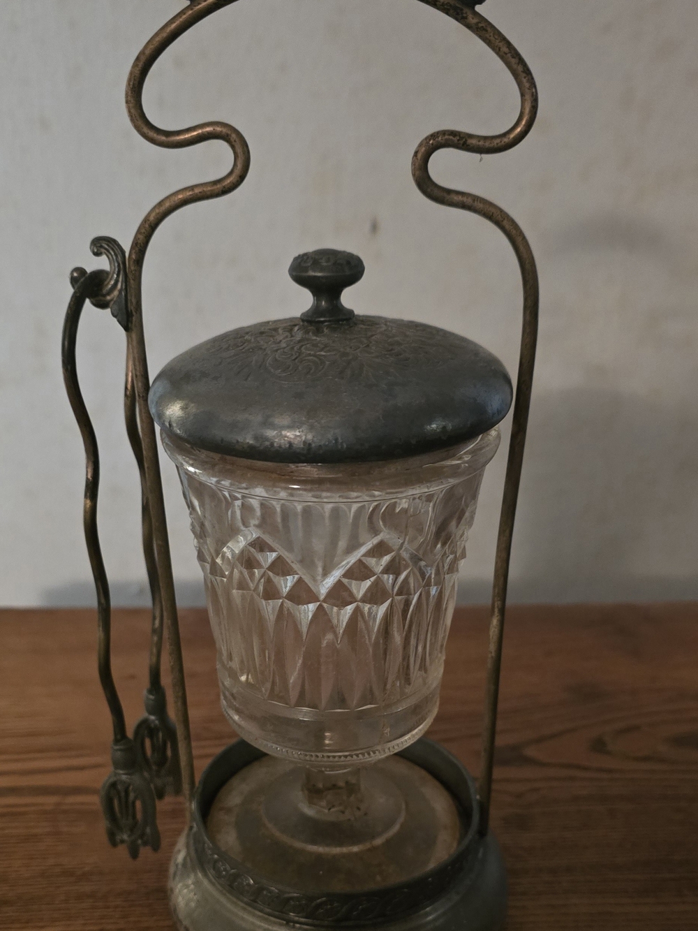 Antique Pairpoint Pickle Castor Quadruple Plate Victorian Glass Jar Lid Tongs